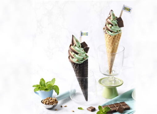 IKEA Family Thailand - Food Offers - Plant-based oat ice cream cone - chocolate mint flavour
