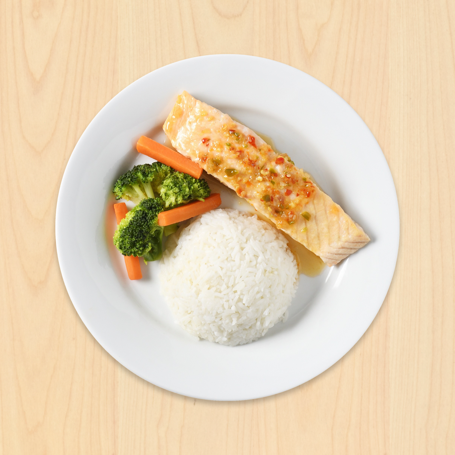IKEA Family Thailand - Food Offers - Salmon fillet in spicy dressing, served with rice and broccoli