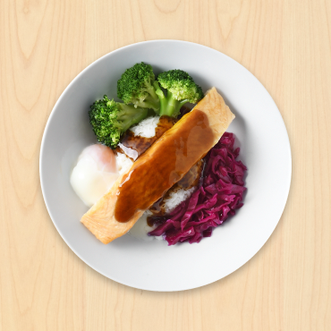 IKEA Family Thailand - Food Offers - Salmon fillet served rice, soft-boiled egg, pickled purple cabbage and teriyaki sauce